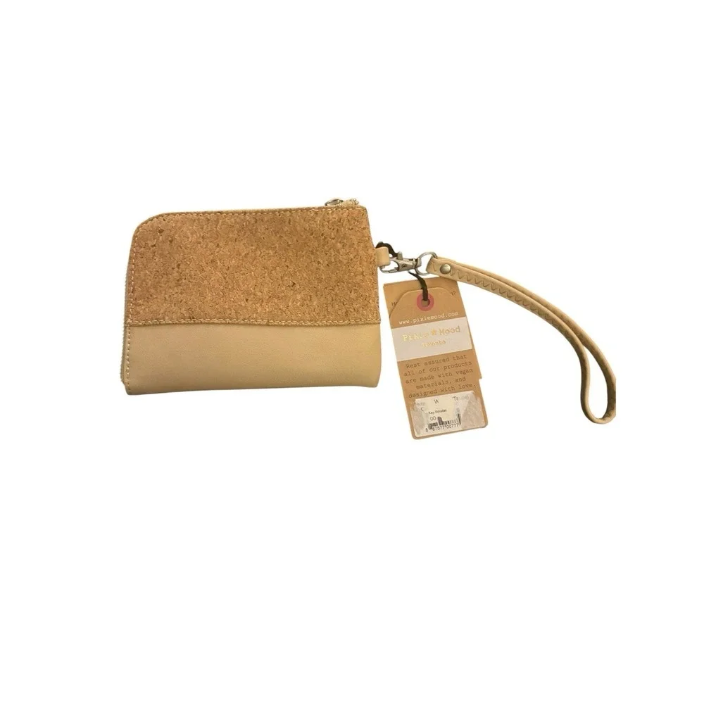 Pixie Mood Vegan Cruelty Free Key Wristlet Wallet Cork Key Holder Zip Closure